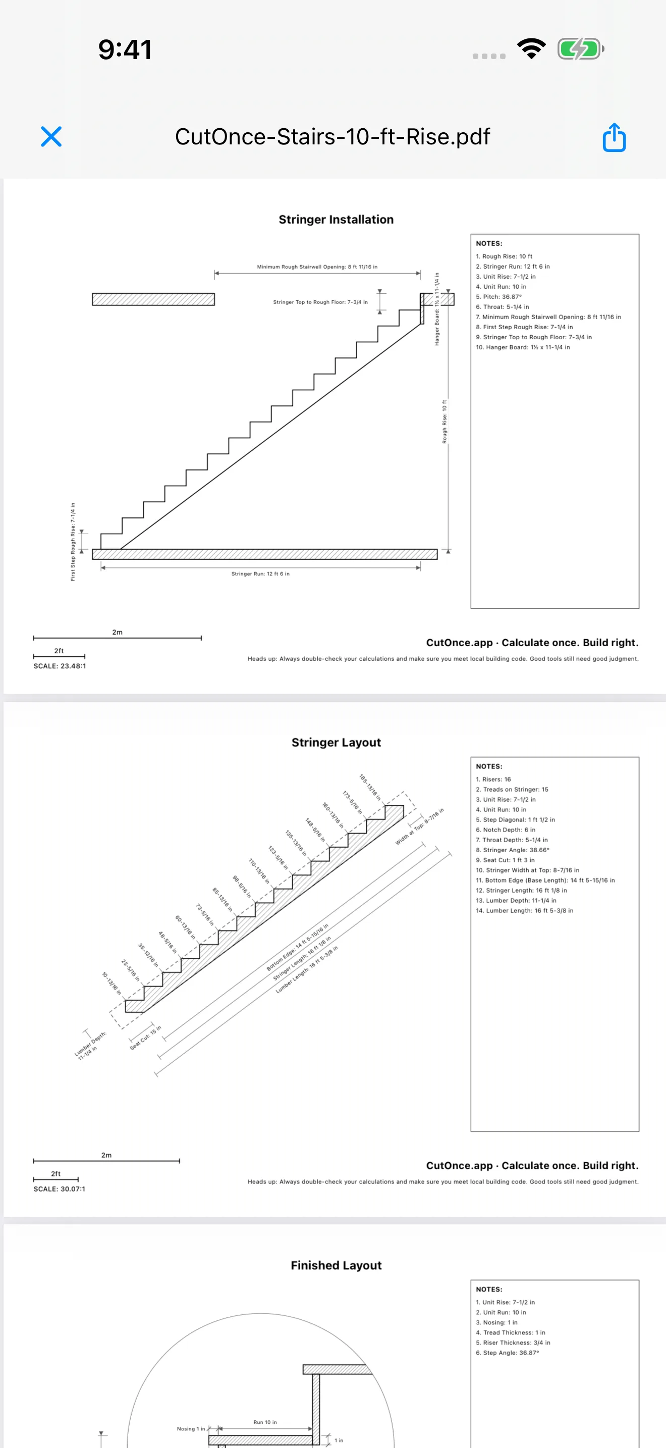 CutOnce stair PDF export