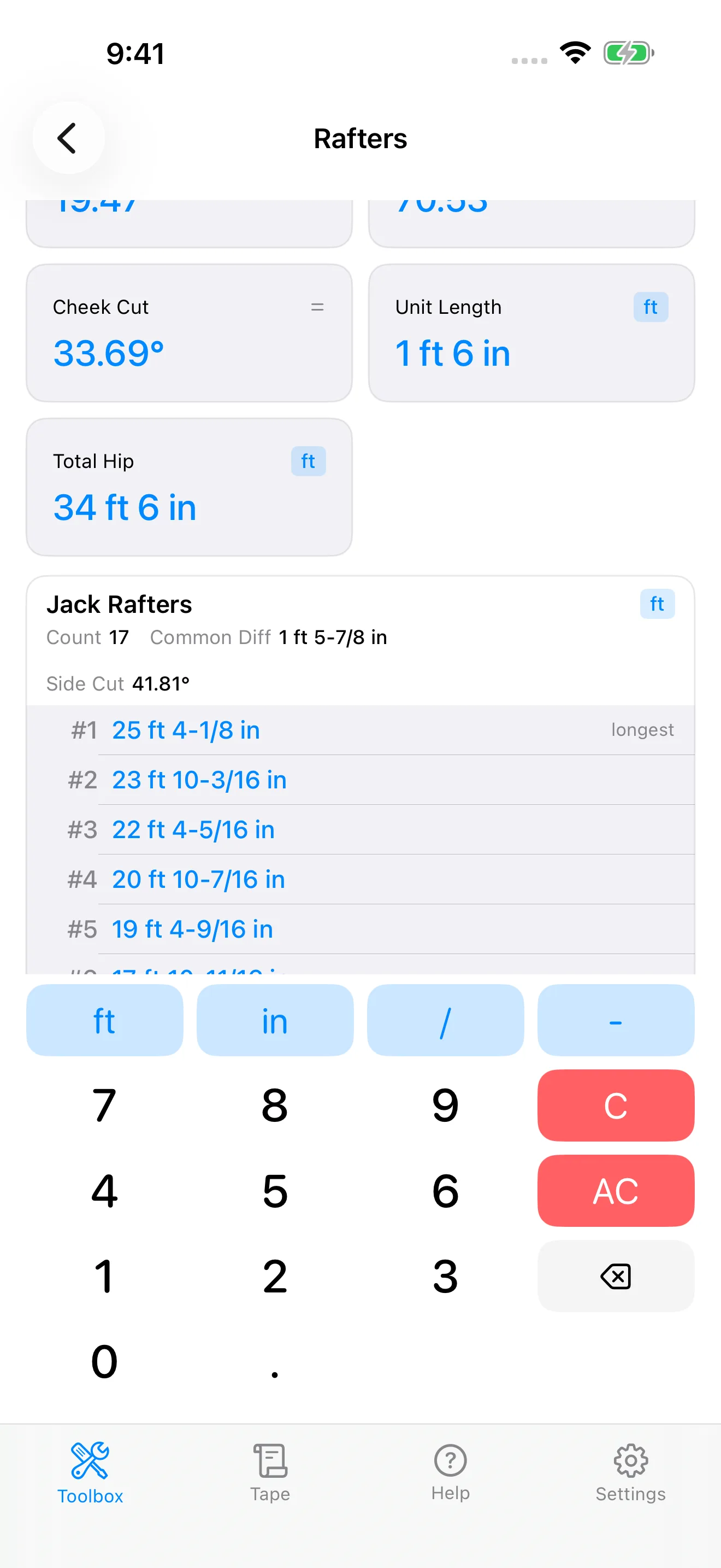 CutOnce rafter cut list output