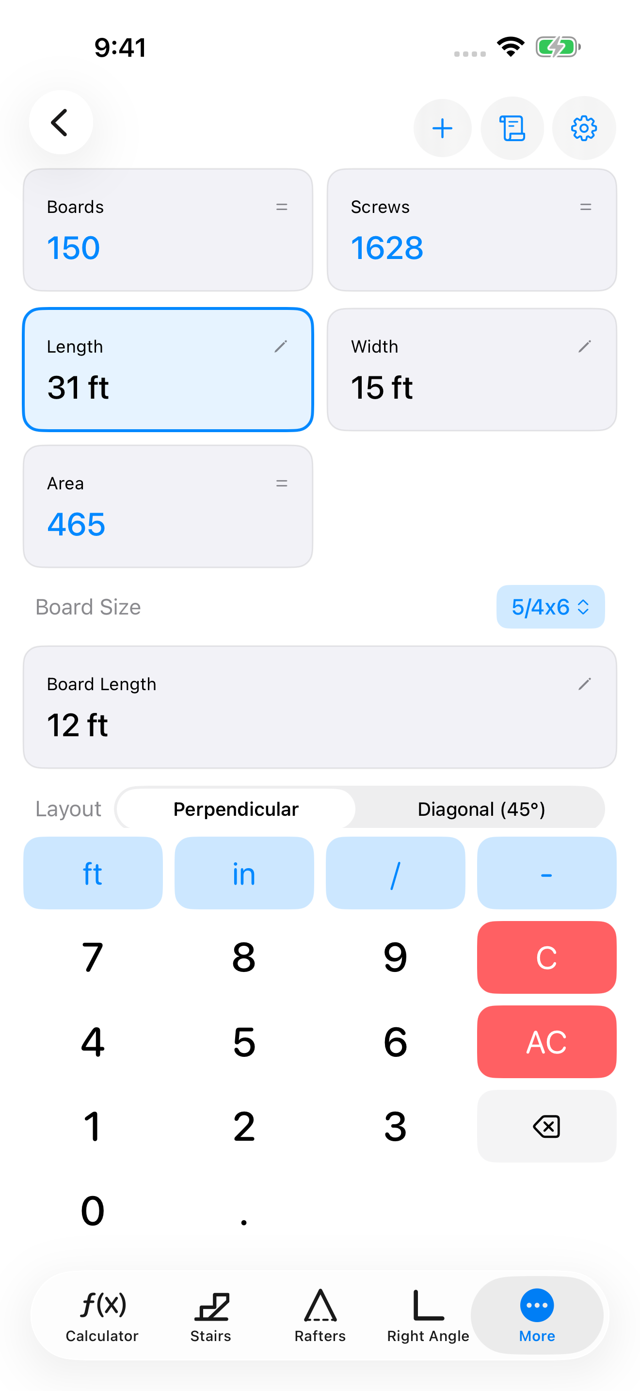 CutOnce deck material calculator