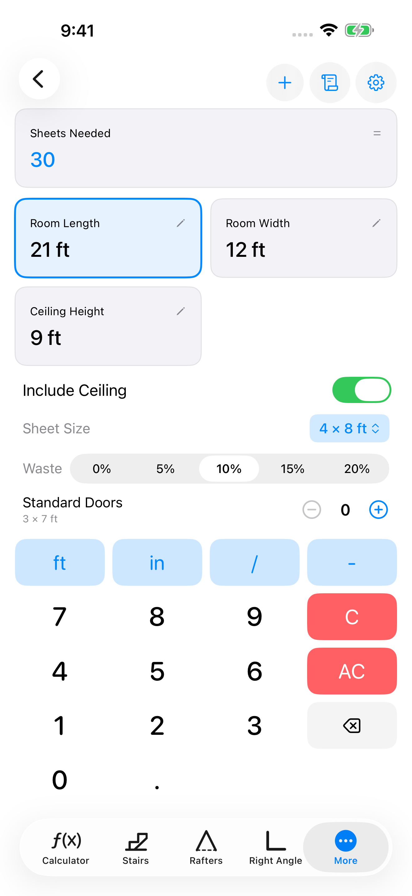 CutOnce drywall calculator