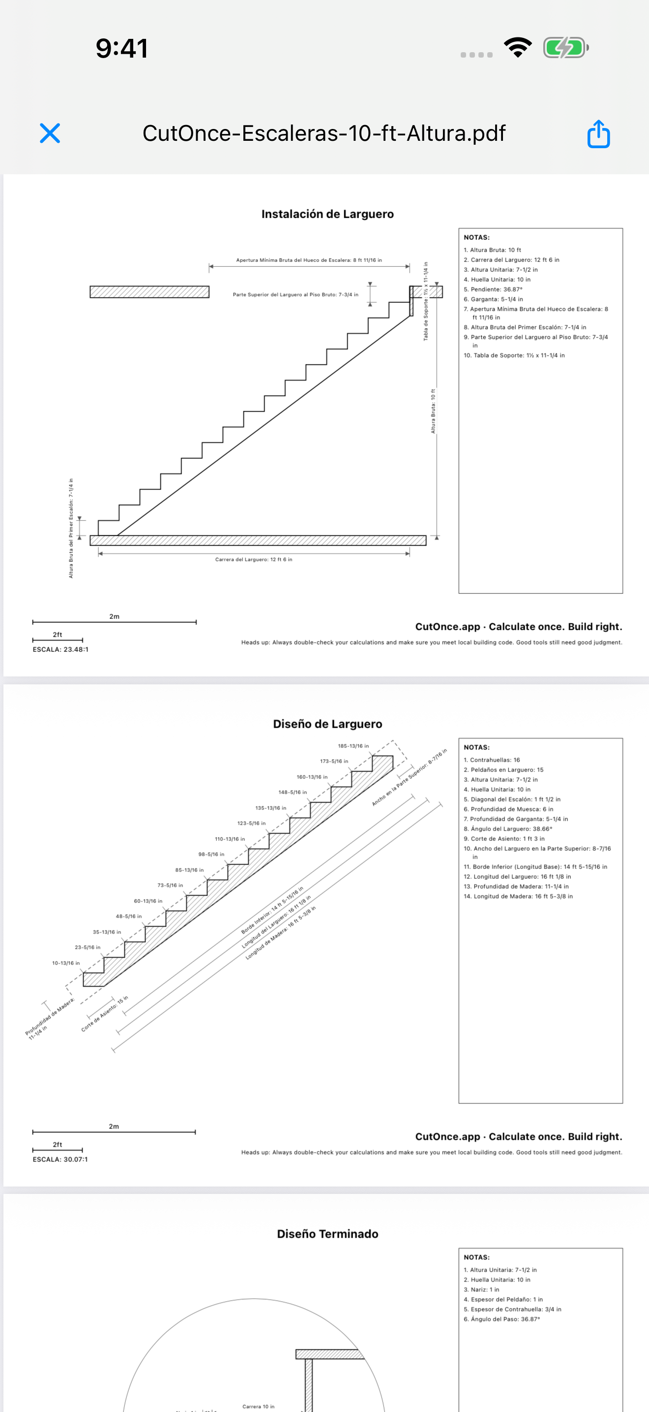 CutOnce stair PDF export