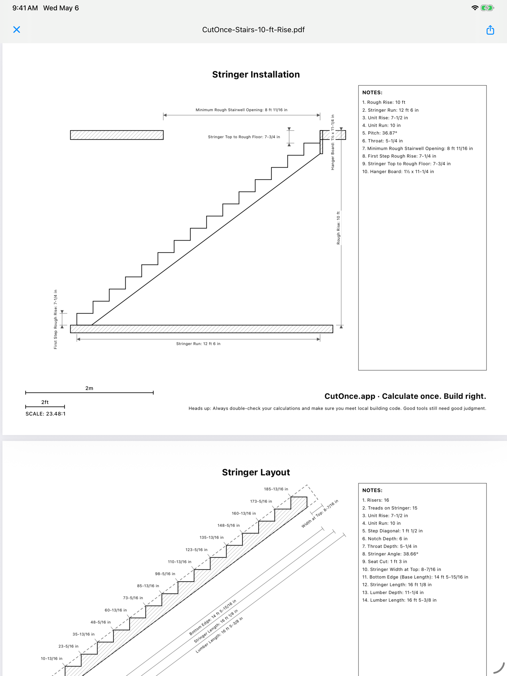 CutOnce stair PDF plan export